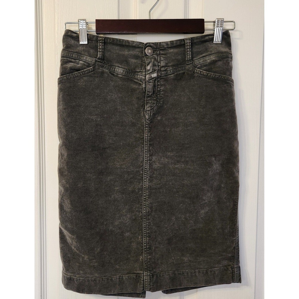CLOSED Made in Italy Corduroy Trinity Pencil Skirt Charcoal Gray Size 28 - Picture 2 of 8